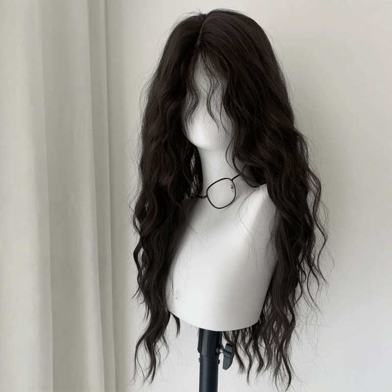 L - email Wig Black 65cm Long Curly Front Lace Wig - lemailwigs