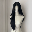 L - email Wig Black Brown Long Straight Front Lace Wig - lemailwigs