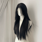 L - email Wig Black Brown Long Straight Front Lace Wig - lemailwigs