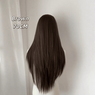L - email Wig Black Brown Long Straight Front Lace Wig - lemailwigs