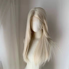 L - email Wig Blonde Platinum Lace Front 65cm Long Straight Wig - lemailwigs