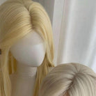L - email Wig Blonde Platinum Lace Front 65cm Long Straight Wig - lemailwigs