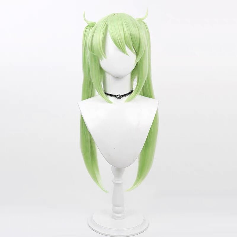 L - email Wig Blue Archive Highlander Railroad School Green Cosplay Wig - lemailwigs