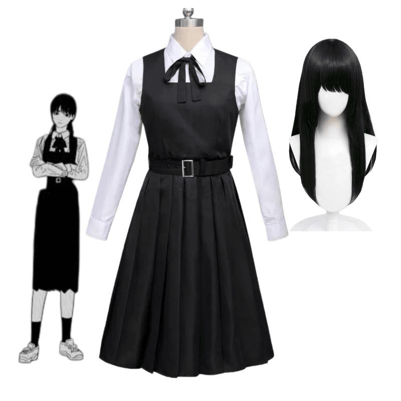L - email Wig Chainsaw Man Asa Mitaka Cosplay Costume And Wig Full Set - lemailwigs