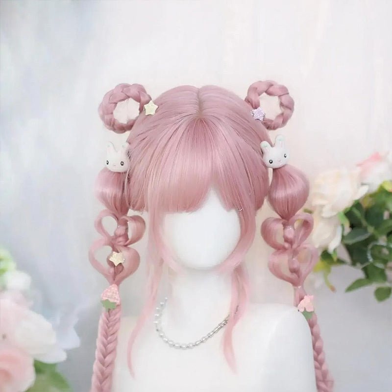 L - email Wig Daily Casual Long Synthetic Hair Fashion Pink Lolita Wig - lemailwigs