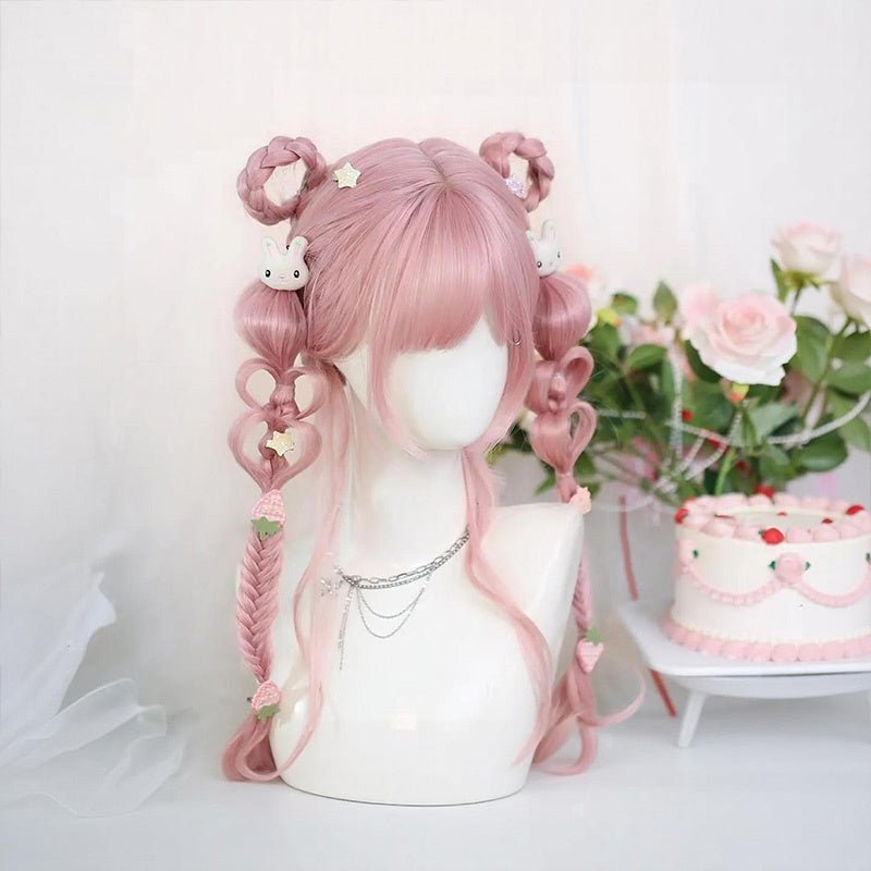L - email Wig Daily Casual Long Synthetic Hair Fashion Pink Lolita Wig - lemailwigs