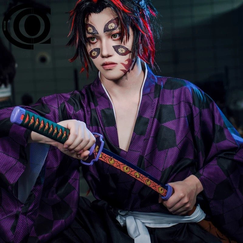 L - email Wig Demon Slayer: Kimetsu no Yaiba Kokushibo Full Set Halloween Cosplay Costume And Wig Full Set - lemailwigs