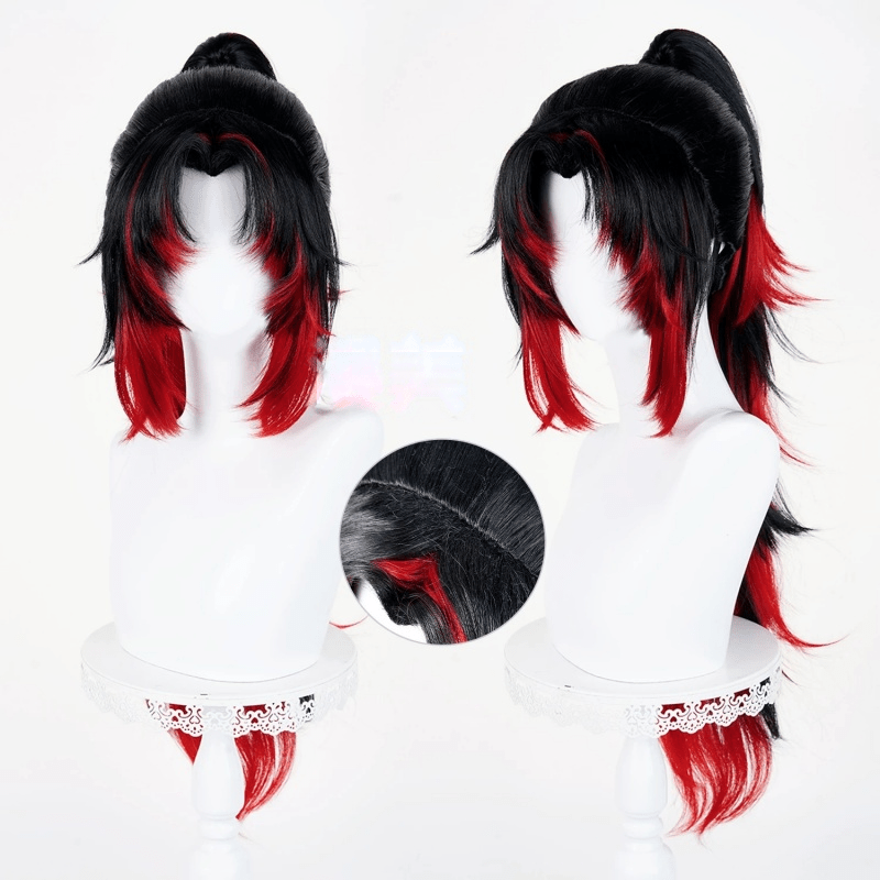 L-email Wig Demon Slayer: Kimetsu no Yaiba Michikatsu Tsugikuni Black Red Cosplay Wig - lemailwigs