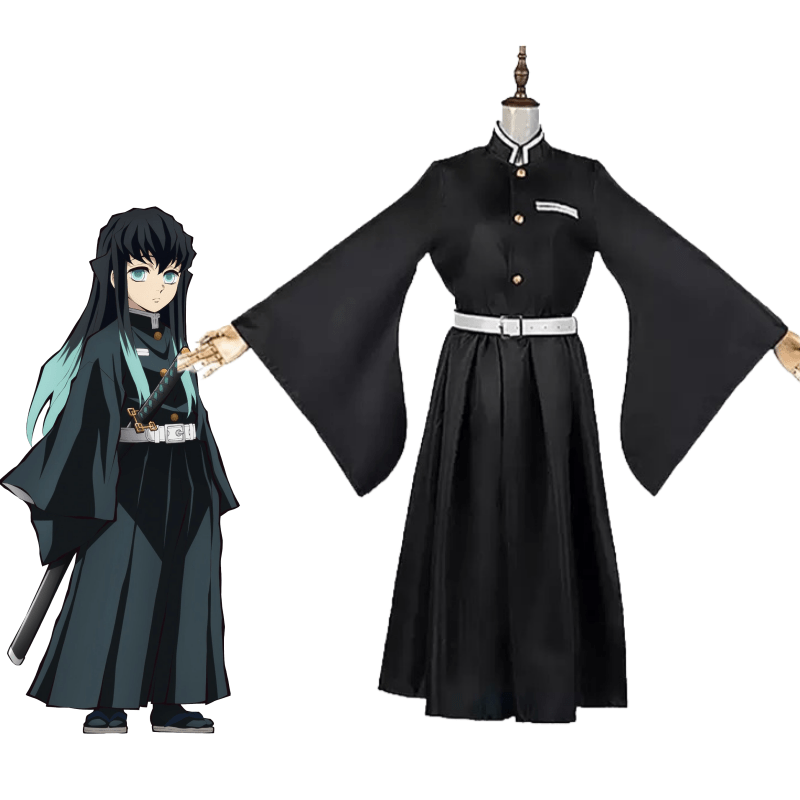 L - email Wig Demon Slayer Muichiro Tokito Kid's Halloween Cosplay Costume - lemailwigs