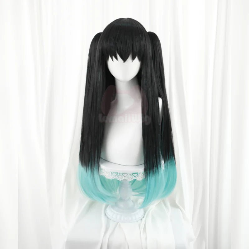 L - email Wig Demon Slayer Muichiro Tokito Uniform Halloween Cosplay Costume And Wig Full Set - lemailwigs