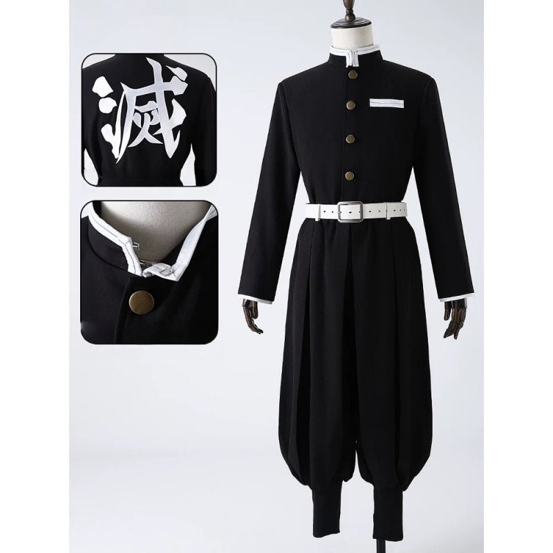 L - email Wig Demon Slayer Tanjirou Kamado Uniform Halloween Cosplay Costume And Wig Full Set - lemailwigs