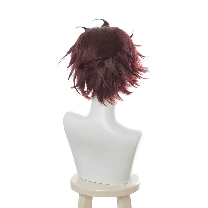 L - email Wig Demon Slayer Tanjirou Kamado Uniform Halloween Cosplay Costume And Wig Full Set - lemailwigs
