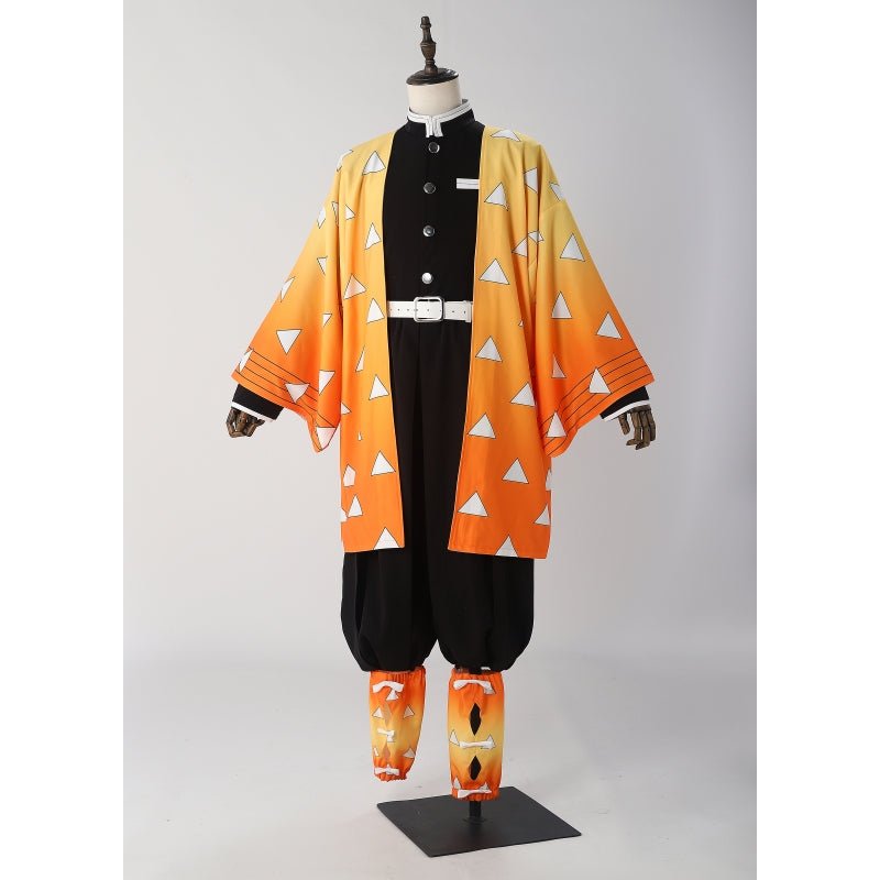 L - email Wig Demon Slayer Zenitsu Agatsuma Uniform Halloween Cosplay Costume And Wig Full Set - lemailwigs