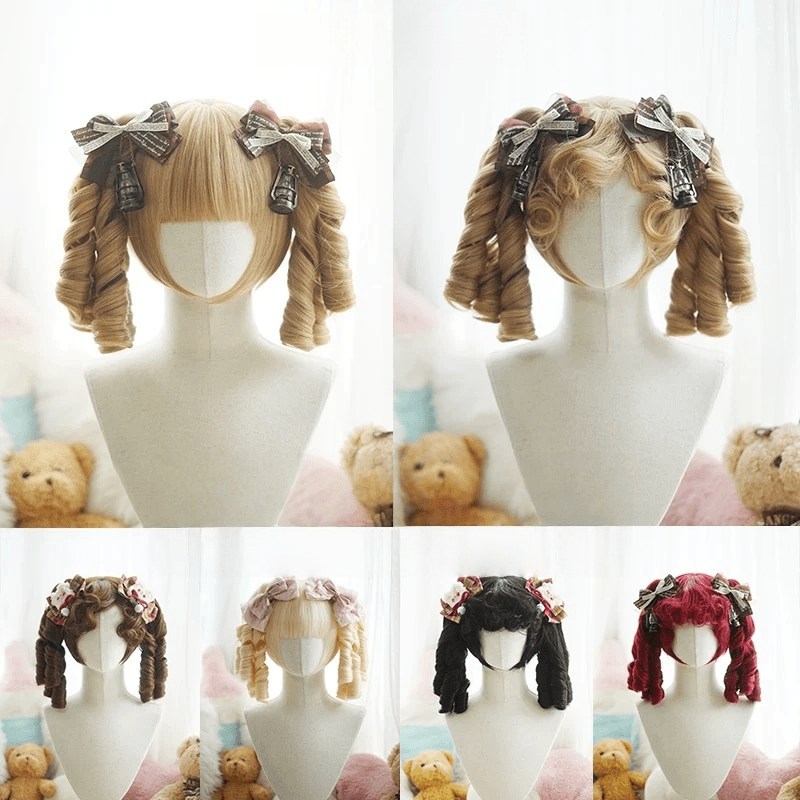L - email Wig Double Braids Short Curly Lolita Wig - lemailwigs