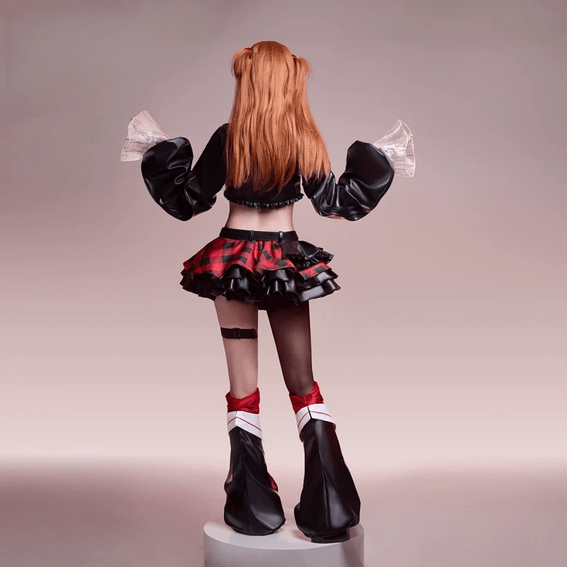 L - email Wig EVA Asuka Langley Rock Band Cosplay Costume And Wig Full Set - lemailwigs