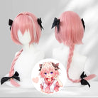 L - email Wig FGO Astolfo Cosplay 80cm Long Pink Braid Wig - lemailwigs