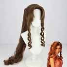 L - email Wig Final Fantasy VII Aerith Gainsborough Brown Curls 85cm Cosplay Wig - lemailwigs