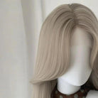 L - email Wig Fog Gray Long Curly 65cm Front Lace Wig - lemailwigs