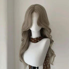 L - email Wig Fog Gray Long Curly 65cm Front Lace Wig - lemailwigs