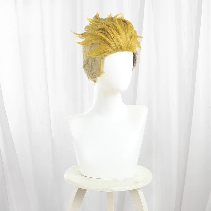 L - email Wig Gachiakuta Enjin 30cm Gold Halloween Cosplay Wig - lemailwigs