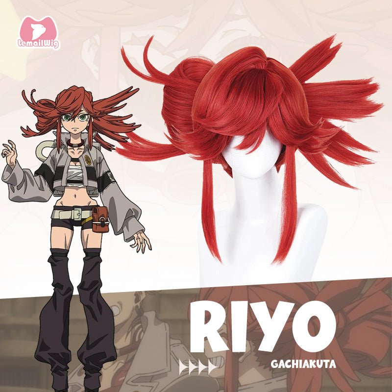 L - email Wig Gachiakuta Riyo Red Cosplay Wig - lemailwigs