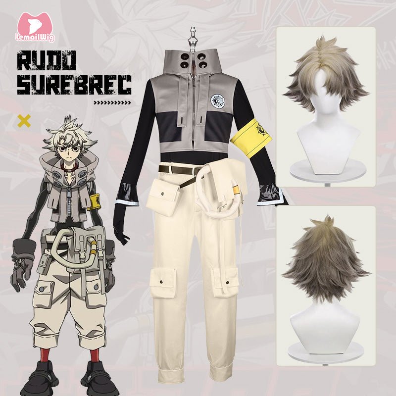 L - email Wig Gachiakuta Rudo Surebrec Cosplay Costume And Wig Full Set - lemailwigs