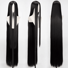 L - email Wig General Black White Silver 150cm Long Straight Cosplay Wig - lemailwigs