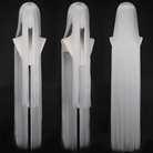 L - email Wig General Black White Silver 150cm Long Straight Cosplay Wig - lemailwigs