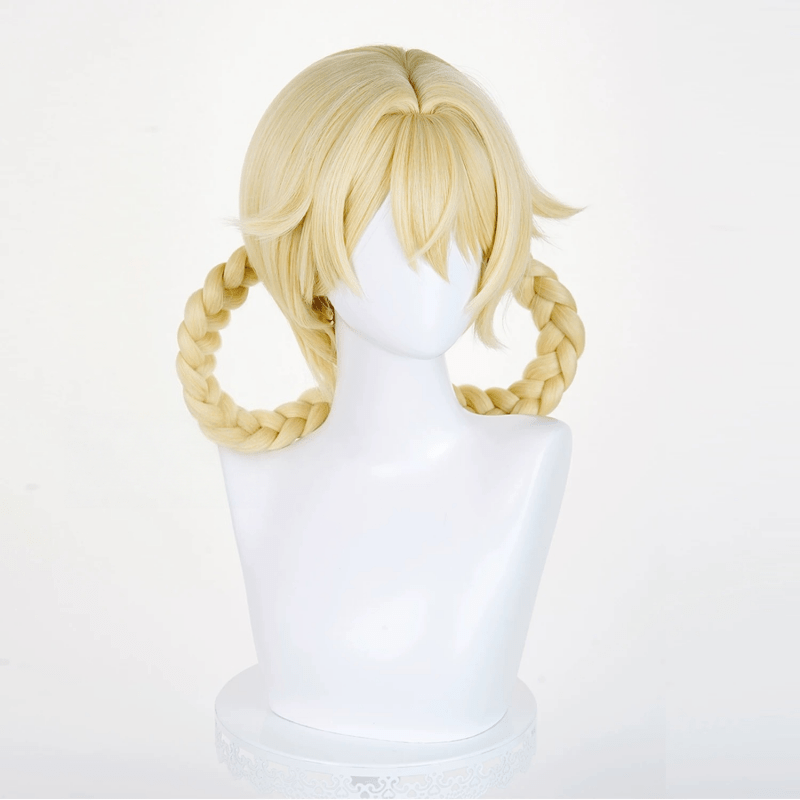 L - email Wig Genshin Impact Jahoda Gold Double Braids Halloween Cosplay Wig - lemailwigs