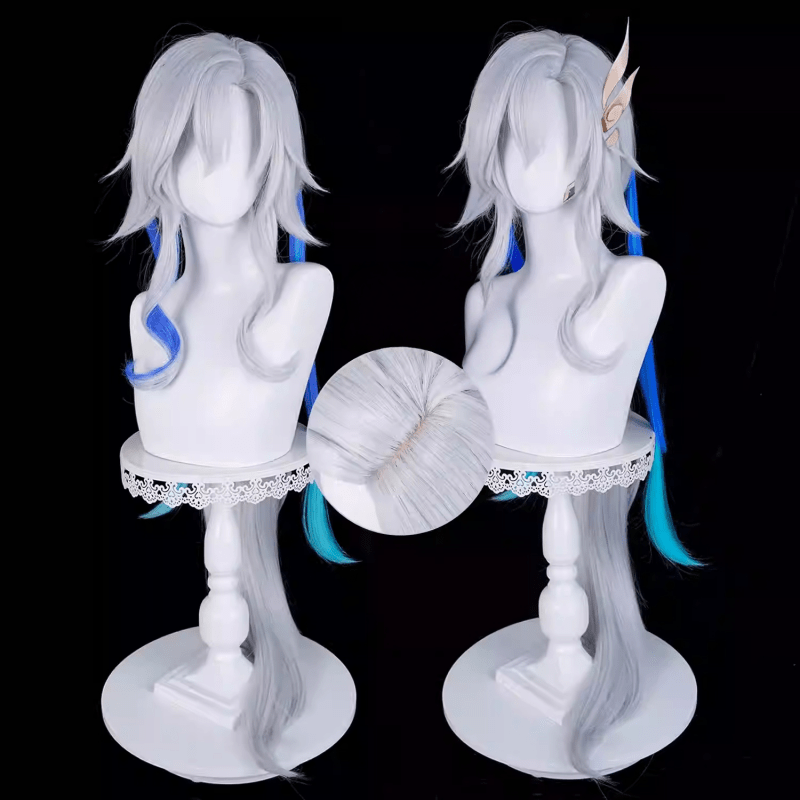 L - email Wig Genshin Impact Lantern Rite Neuvillette Color mixing 98cm Cosplay Wig - lemailwigs