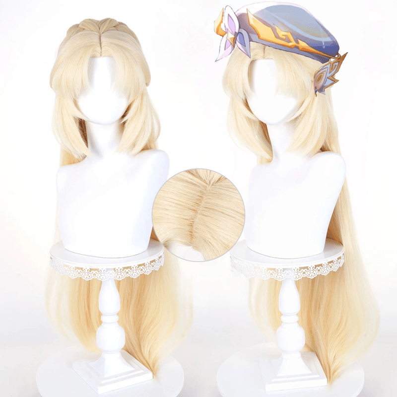 L - email Wig Genshin Impact Nicole Reeyn 100cm Gold Cosplay Wig - lemailwigs
