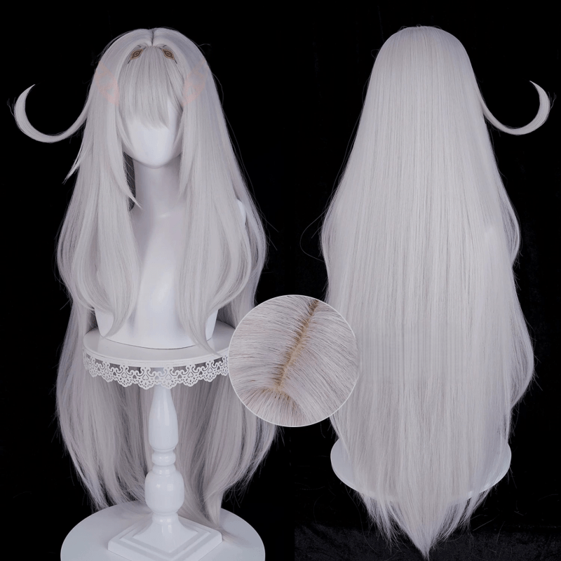 L - email Wig Genshin Impact Ronova Gray 98cm Halloween Cosplay Wig - lemailwigs