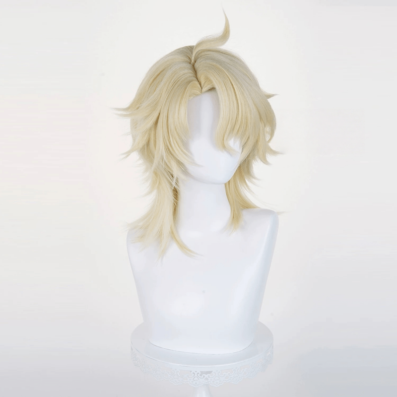 L - email Wig Genshin Impact Varka Gold 35cm Halloween Cosplay Wig - lemailwigs