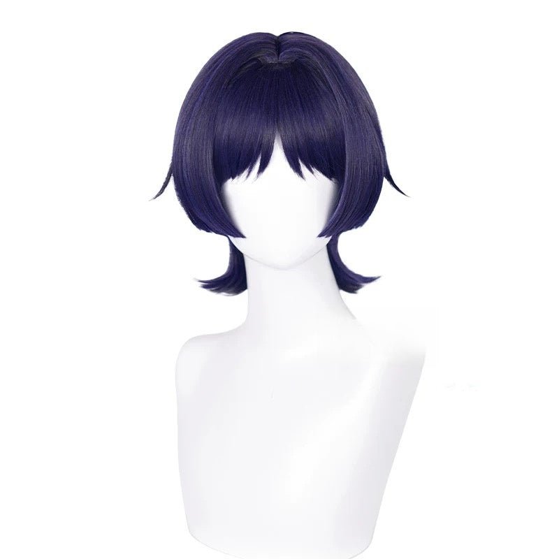 L - email Wig Genshin Impact Wanderer Blue Purple 35cm Halloween Cosplay Costume - lemailwigs