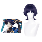 L - email Wig Genshin Impact Wanderer Blue Purple 35cm Halloween Cosplay Costume - lemailwigs