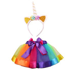 L - email Wig Girls Rainbow Tutu Unicorn Headband Set For Halloween Party Cosplay Costume - lemailwigs