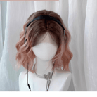 L - email Wig Gradient Curls 33cm Short Font Lace Wig - lemailwigs