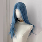 L - email Wig Hand Hook Blue Long Straight 65cm Lace Front Wig - lemailwigs