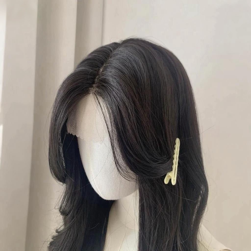 L - email Wig Hand Hook Lace Front Black Brown Curls Wigs - lemailwigs