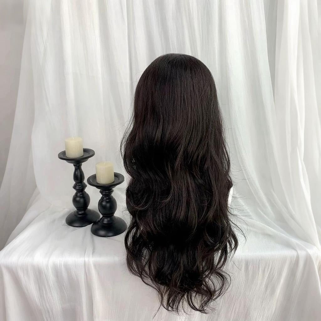 L - email Wig Hand Hook Lace Front Black Brown Curls Wigs - lemailwigs
