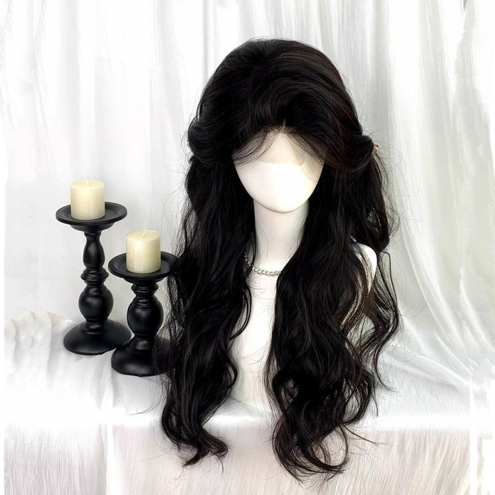 L - email Wig Hand Hook Lace Front Black Brown Curls Wigs - lemailwigs