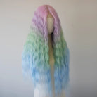L - email Wig Hand Hook Rainbow Gradient Curly Front Lace Wig - lemailwigs