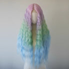 L - email Wig Hand Hook Rainbow Gradient Curly Front Lace Wig - lemailwigs