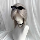 L - email Wig Hand Hook Sliver 38cm Short Lace Front Wigs - lemailwigs