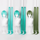L - email Wig Hatsune Miku Blue Green 115cm Double Braids Cosplay Wig - lemailwigs