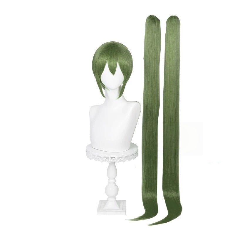 L - email Wig Hatsune Miku Blue Green 115cm Double Braids Cosplay Wig - lemailwigs
