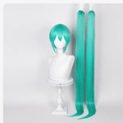 L - email Wig Hatsune Miku Blue Green 115cm Double Braids Cosplay Wig - lemailwigs