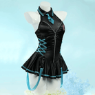 L - email Wig Hatsune Miku One - piece Black Swimsuit Cosplay Costume - lemailwigs
