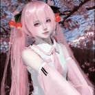 L - email Wig Hatsune Miku Sakura Miku Pink Full Set Halloween Cosplay Costume - lemailwigs