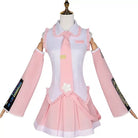 L - email Wig Hatsune Miku Sakura Miku Pink Full Set Halloween Cosplay Costume - lemailwigs